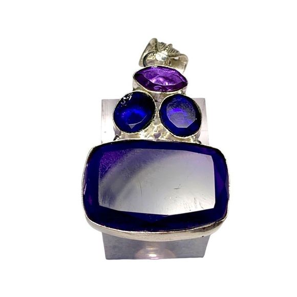 Amethyst Pendant Handmade Stampd 925 - Picture 1 of 10